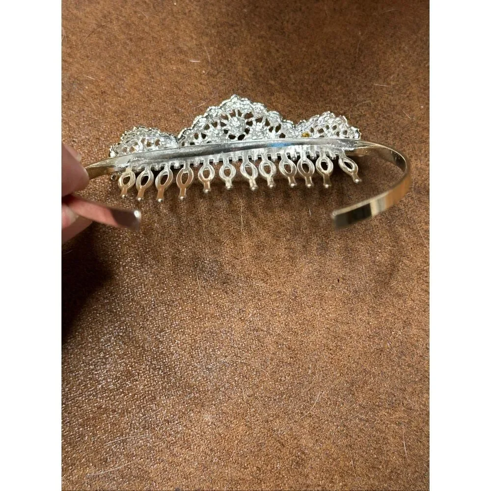 Vintage Rhinestone Tiara Set Gold Bridal Prom Crown Lot